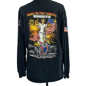 Bikers for 1st Amendment Rights Black Shirt Long sleeves preshrunk Cotton mens L